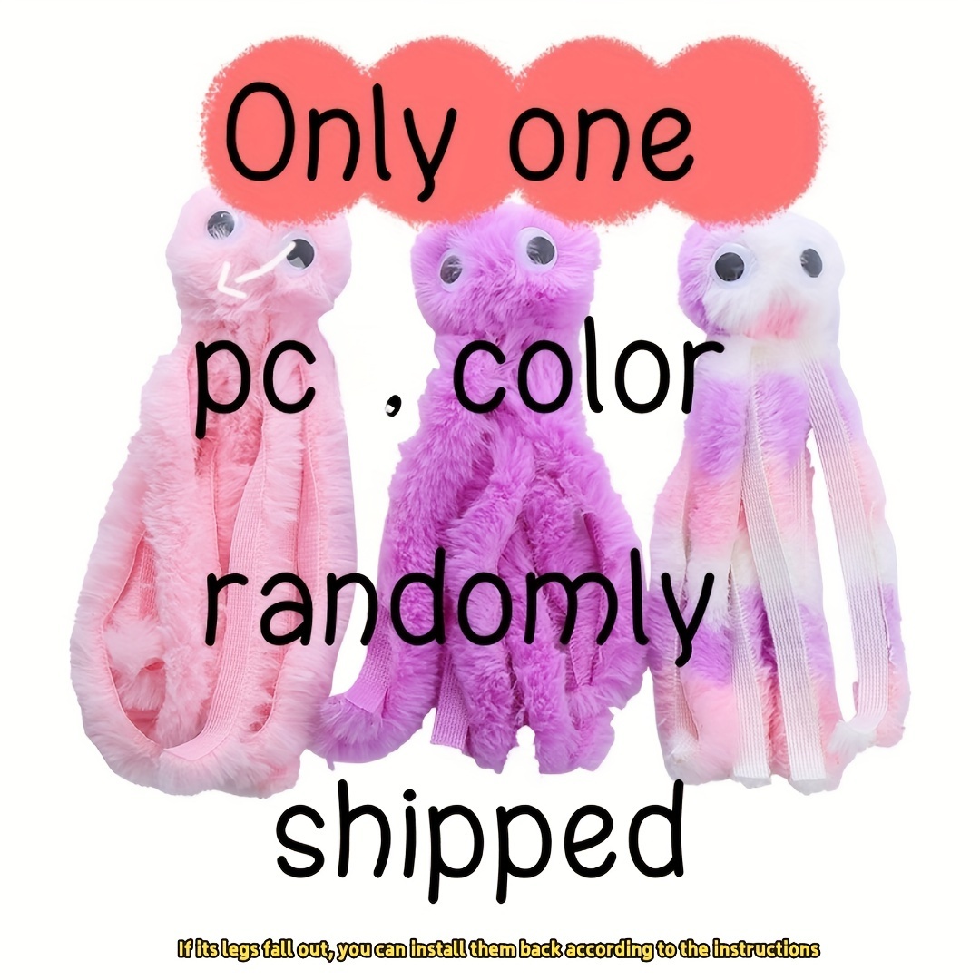 TEMU 1pc Random Color Cartoon Cat Toy - Durable, Chewable, Interactive Plush Toy For Cats And Dogs - Fun, Colorful, Soft, And Supply, Without Battery