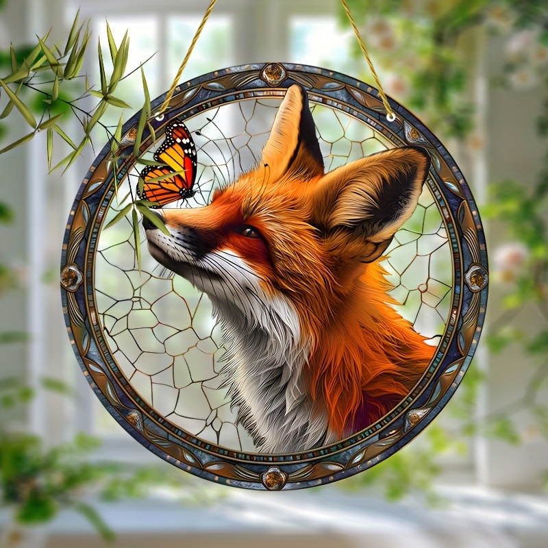 

Fox - 9"x9" Stained Hanging, For Fall & , For Mom, , - For /, , Bar