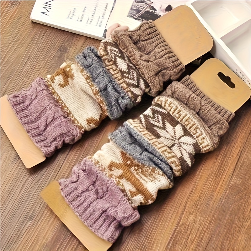 TEMU 1 Pair Of Christmas, Autumn And Winter Fried Dough Twists Snowflake Socks, Knee Pads, Stockings, Warm Leg Protectors, Foot Boots, Female Gift For Girlfriend