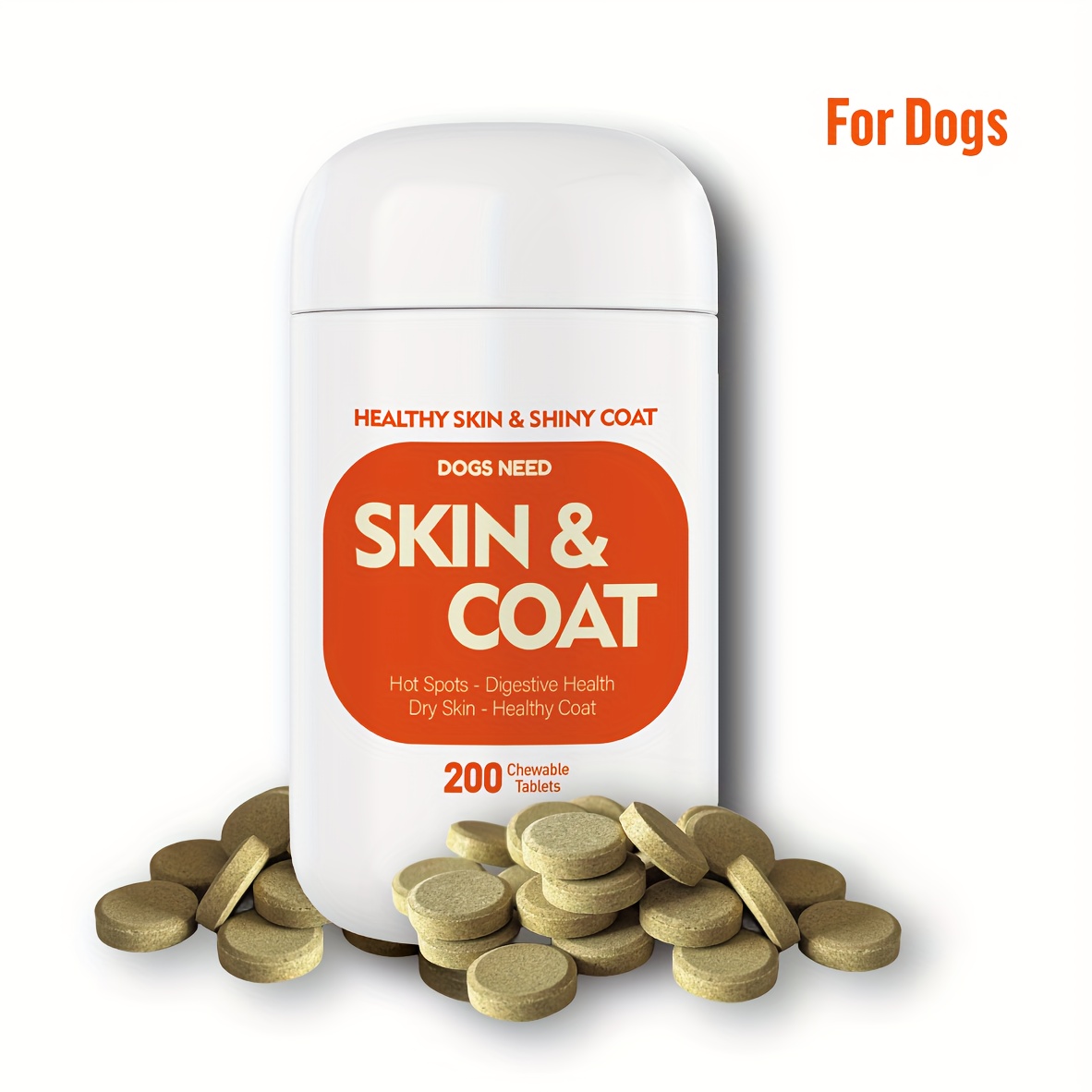 TEMU Duodong Skin & Coat Tablets For Dogs - -3 Epa/dha, Digestive Health & Shedding Control Supplement, 200 Tablets, All Breeds, Healthy Support, Pet Supplement, Supplement, Highquality Pet Supplement