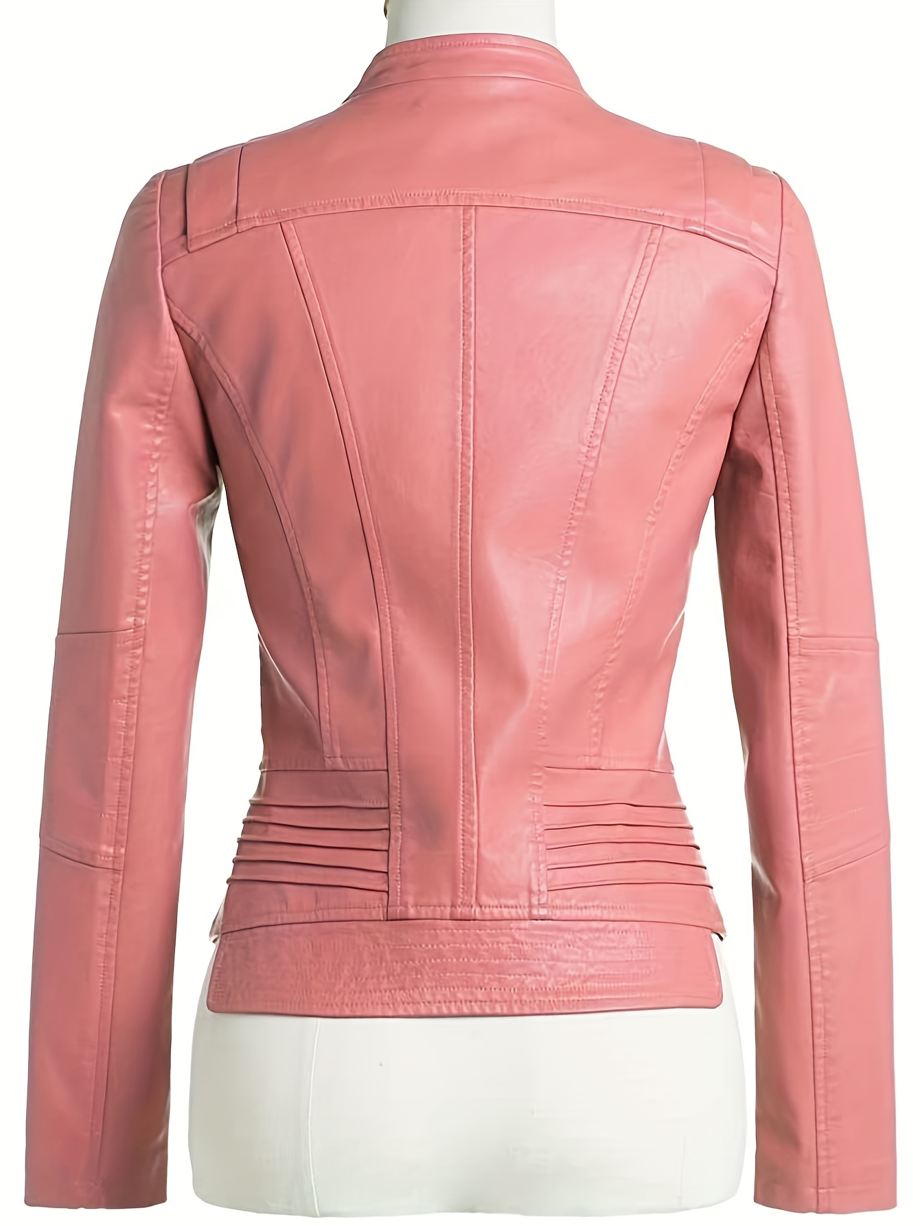 Women's PU Leather Jacket Motorcycle Coat Long Sleeve Vintage Style for Autumn