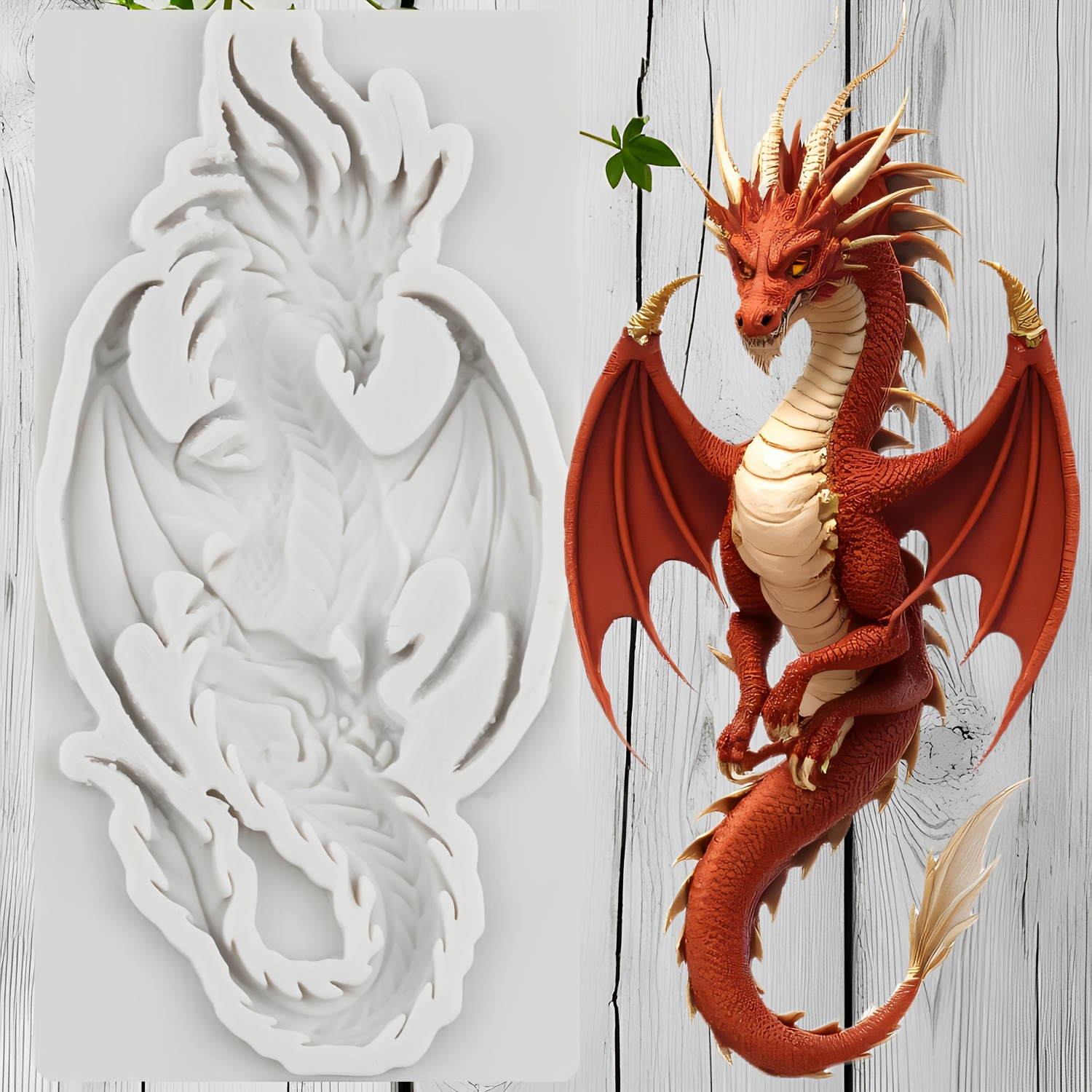 TEMU Moule en silicone dragon pour résine époxy et pâte polymère - Moules de dragon volant avec de dragon détaillées pour fabrication de savon DIY,