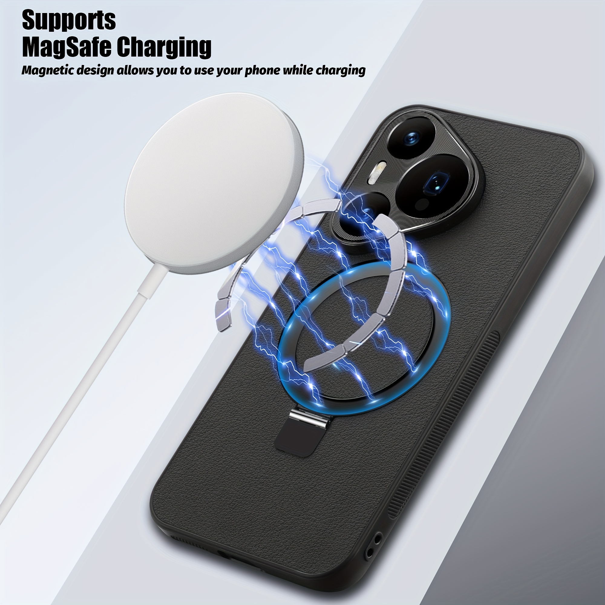 1 étui en cuir pour Huawei P70/P70Pro, protection complète avec support, support magnétique puissant, chargement sans fil, cadeaux pour amis, anniversaire_voghion.com