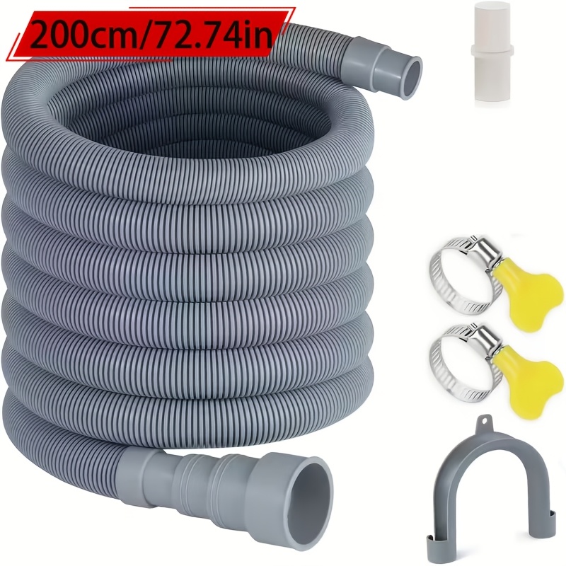 TEMU Universal Washing Machine Drain Hose, Flexible Dishwasher & Washer Drain Hose Extension With 2 Clamps And 1 U-bend Holder