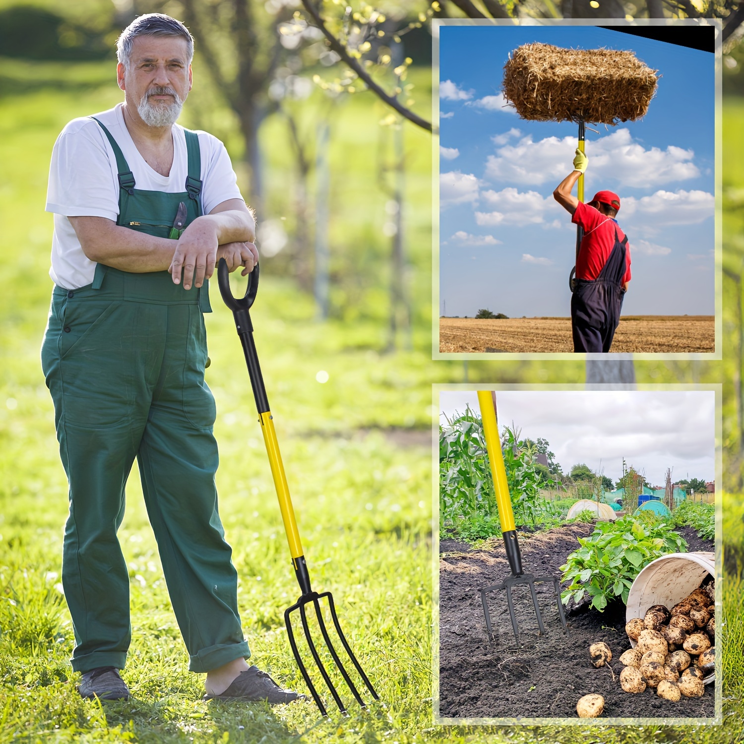 4 Heavy Duty Garden Fork Hay Garden Use Metal Temu