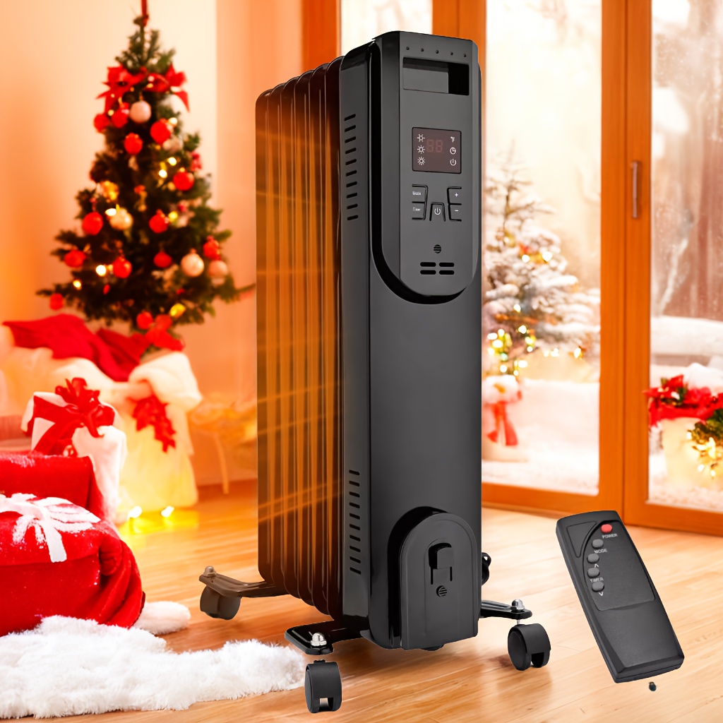 

Susteas Oil Filled Radiator, Space Heater With Adjustable Thermostat, Protection, Electric Oil Heater For Indoor Use, 3 Heat Settings, Quiet, Black