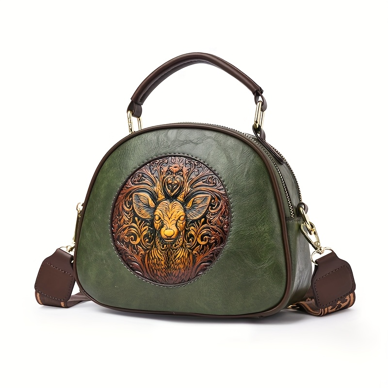 Image of Vintage Crossbody Bag | Multi-compartment Women's Shoulder Bag, Small Square Coin Purse, Fashionable And Elegant, Removable Strap, Animal Print, Zipper Closure, Ideal Gift For Mom