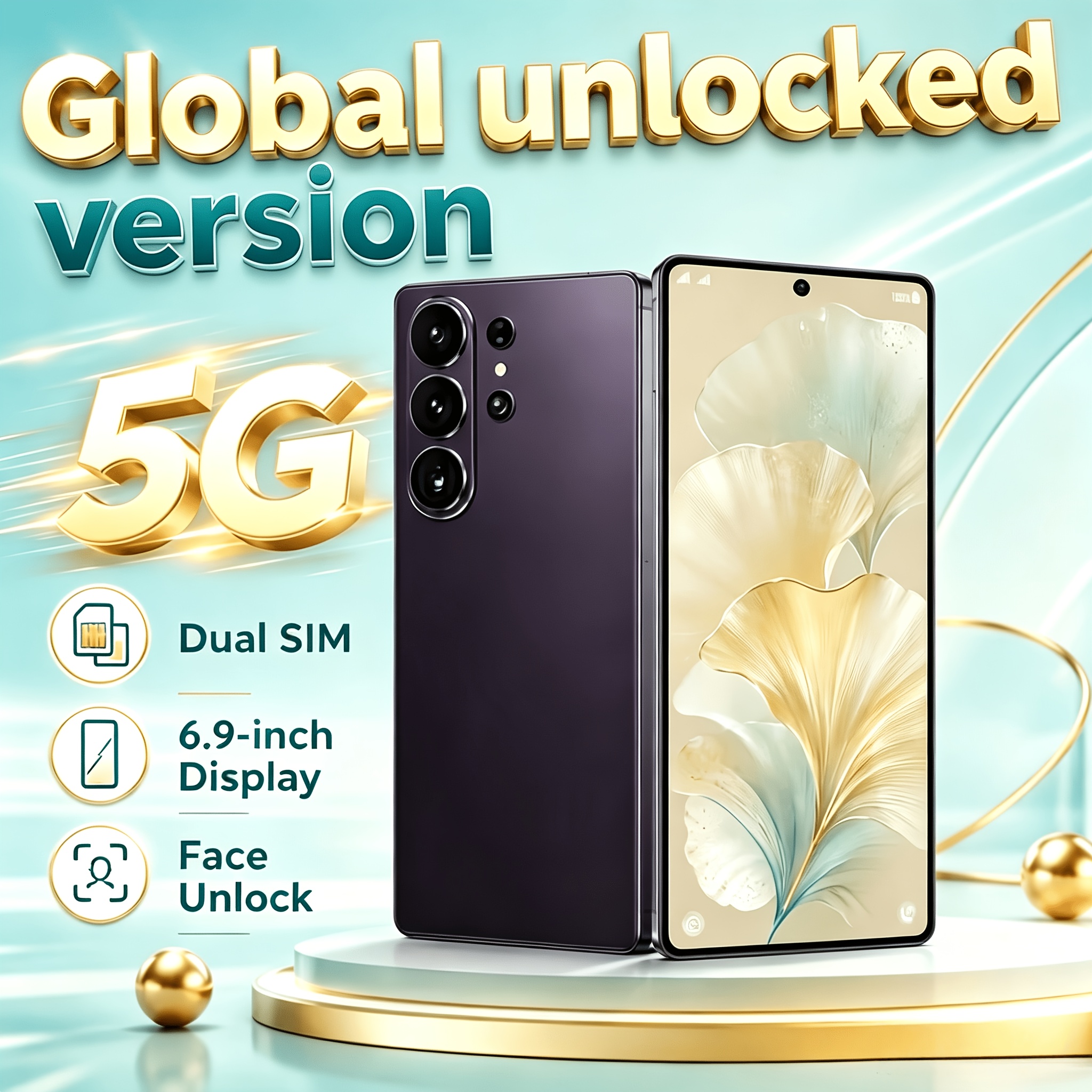 2026 New Model C25 Ultra 5g Unlocked Smartphone, 6gb+64gb Large Memory Smooth Os, Face Recognition Unlock And Type-c Fast Charging, Full Accessory Gift Box For Student Holiday Birthday Gifts