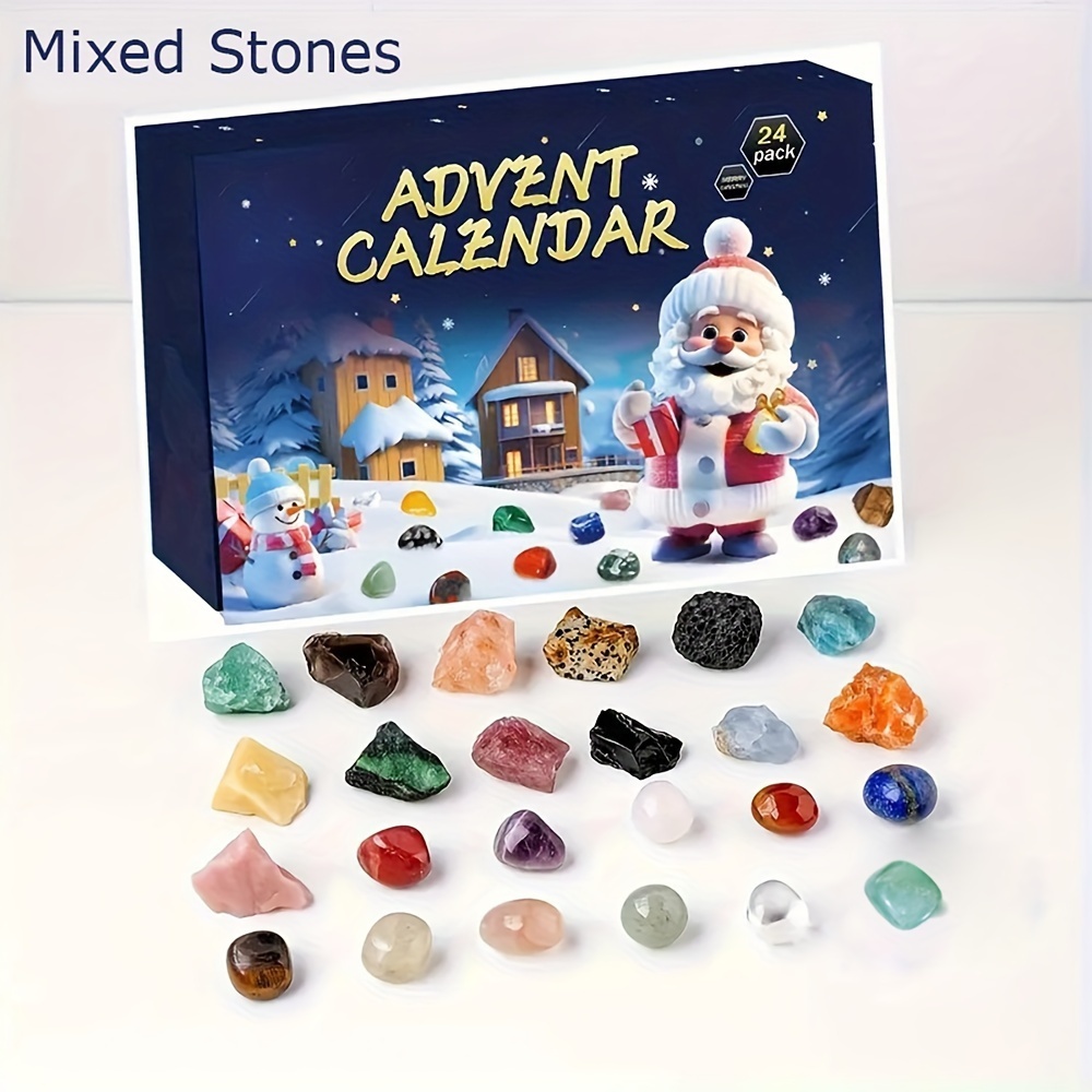 TEMU 24pcs Per Box-christmas Advent Calendar 24 Days, Natural Stone With Description Guide, 24 Unique Polished & Stone Samples, Educational Science