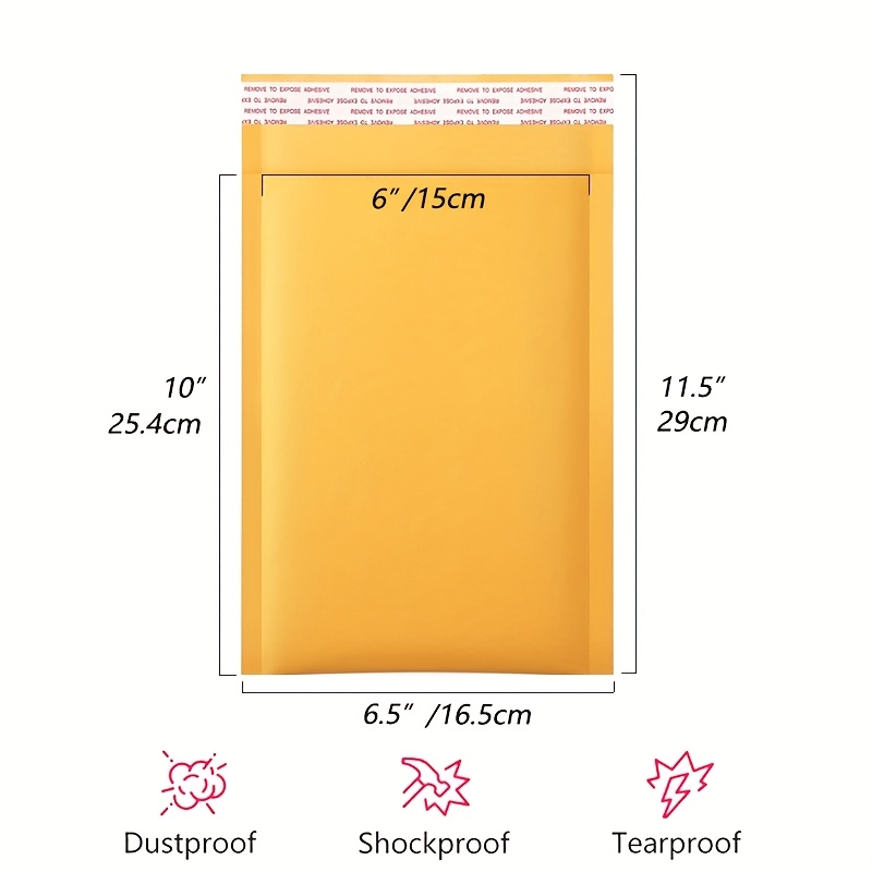 0   bubble mailers 6 5 x 10 inches 100 count small self   resistant cushioned mailer bags yellow padded envelopes bulk wholesale for small business mailing Product details 1