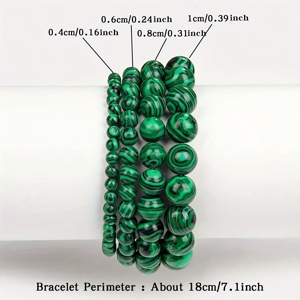 TEMU Handcrafted Malachite Bead Bracelet - Chic, With December Birthstone - Perfect Gift For Her