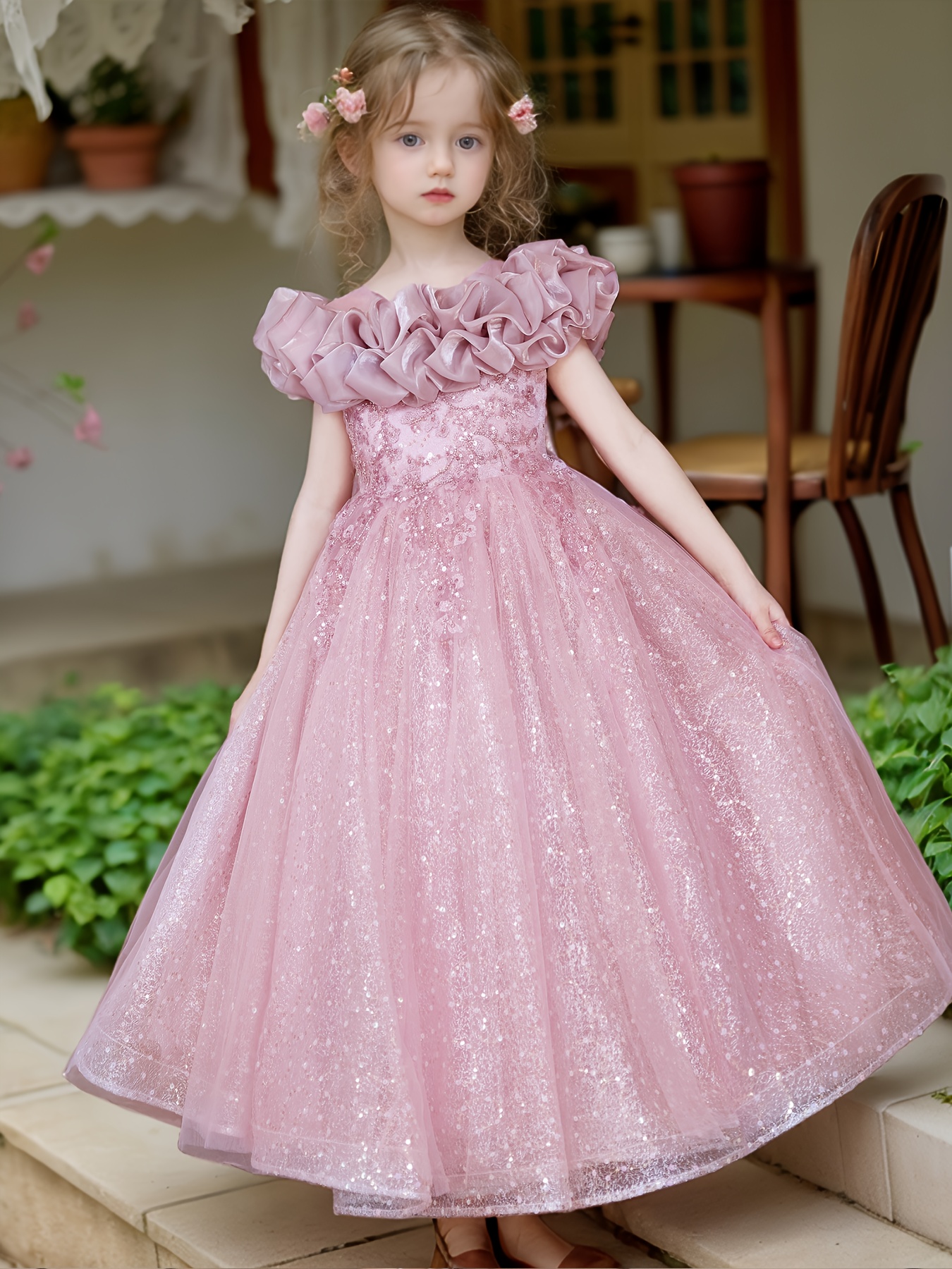 Children's Evening Gown for Little Girls, Sleeveless * * Dress, Girls'  Sequined Tulle Tutu with Elegant Sequins * Wedding Dress, Girl Dress for  Birthdays, First Birthdays, Piano Parties, High-End ...