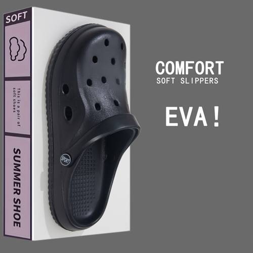 eva black lightweight non slip closed toe block heel shoes for indoor outdoor use garden beach footwear eva shoes eva footwear