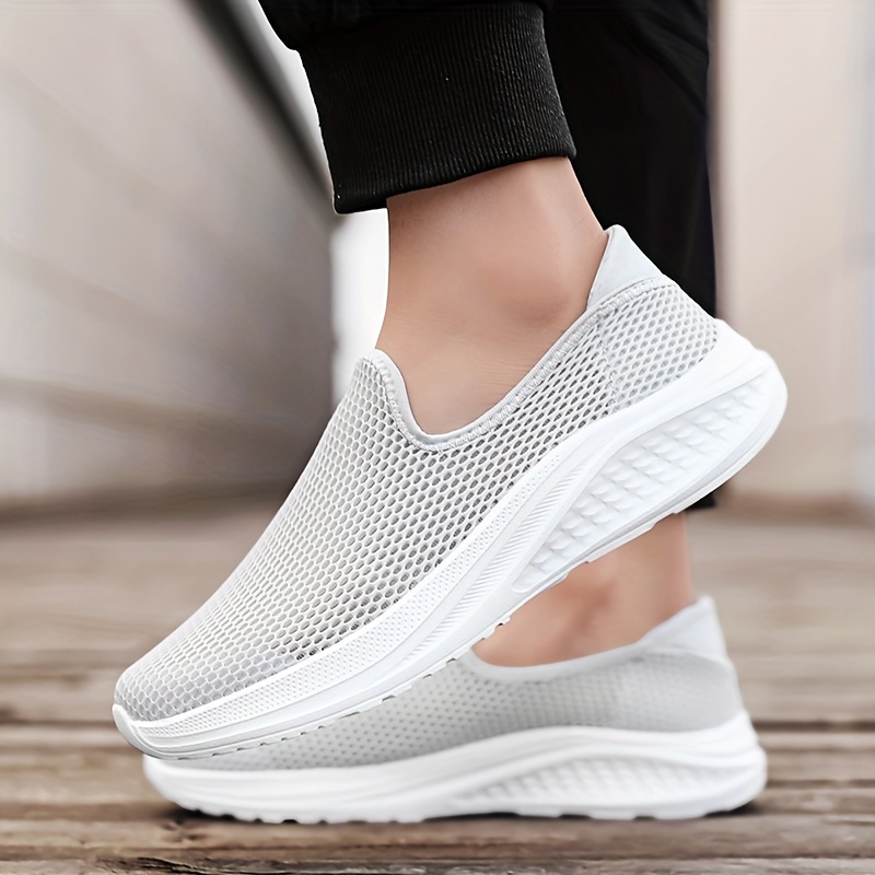 Men'S Breathable Knit Slip-On Sneakers - Lightweight, Comfortable Soft Sole Casual Shoes for Running, Hiking & Everyday Wear, Dark Green, Breathable Fabric Upper, EVA Sole, Slipon Sneakers | Lowtop Sneakers | Breathable Upper, Shoe Comfort for Me