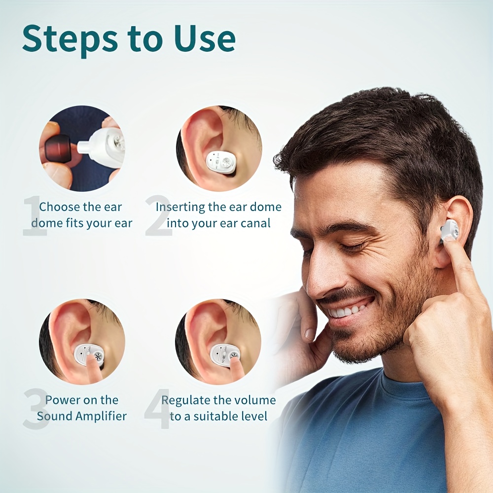 2+1pc Hearing Amplifier, USB Rechargeable With Charging Box, Adjustable Volume Control, Invisible In-ear Sound Amplifier, Long Battery Life, Suitable For Daily Outdoor And Family Gatherings, Call