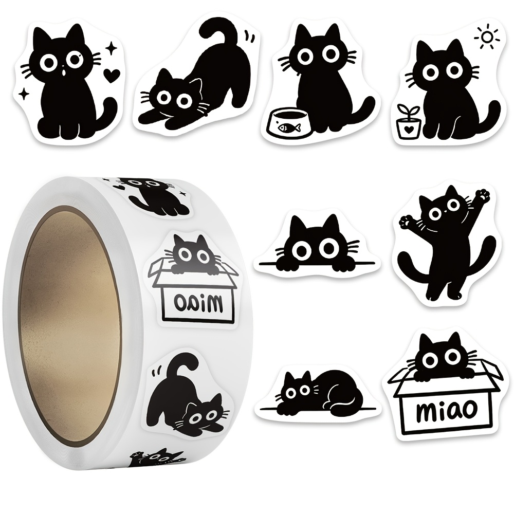 TEMU 500 hojas, 1 rollo de pegatinas de con dibujo de línea simple, adecuadas para diarios, álbumes de recortes, álbumes de fotos, materiales