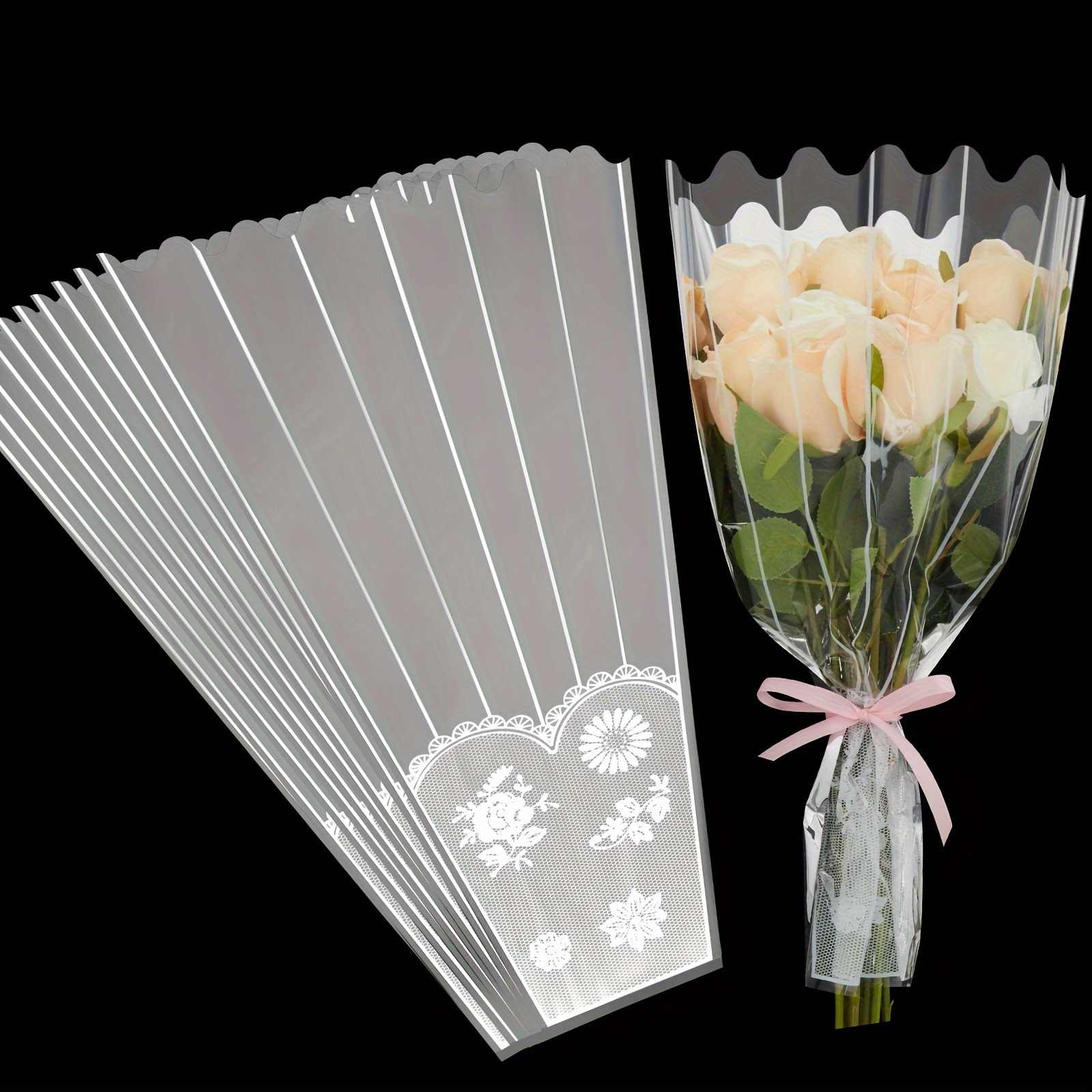 

150 Bouquet Bag Plastic Wrapping Clear Bouquet Sleeve Strip And Decor Disposable Sleeves Bouquet Packaging For ,