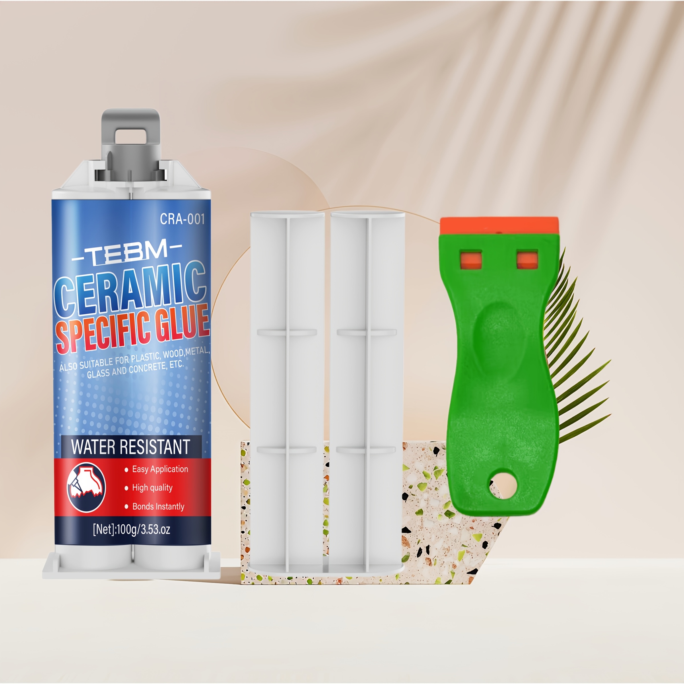 Tebm-marine Ceramic Repair Adhesive Washbasin Repair Set Waterproof And Strepair Adhesive For Repairing In Yacht Toilet Washbasins White Porcelain Device - 100g