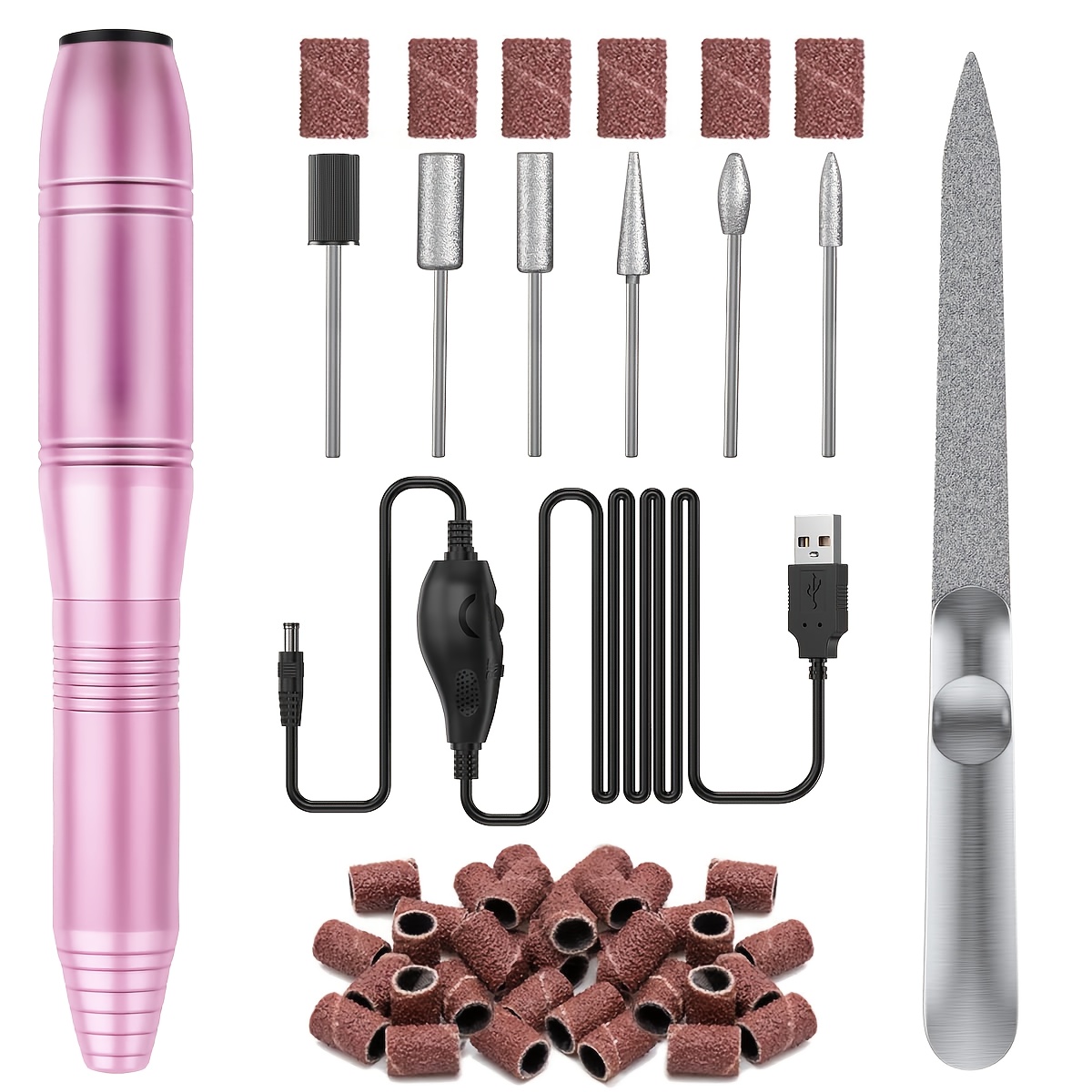 

Usb-powered Portable Nail Drill - 20, 000 Rpm For Acrylic & Gel Nails, Manicure & Pedicure Kit, Pink