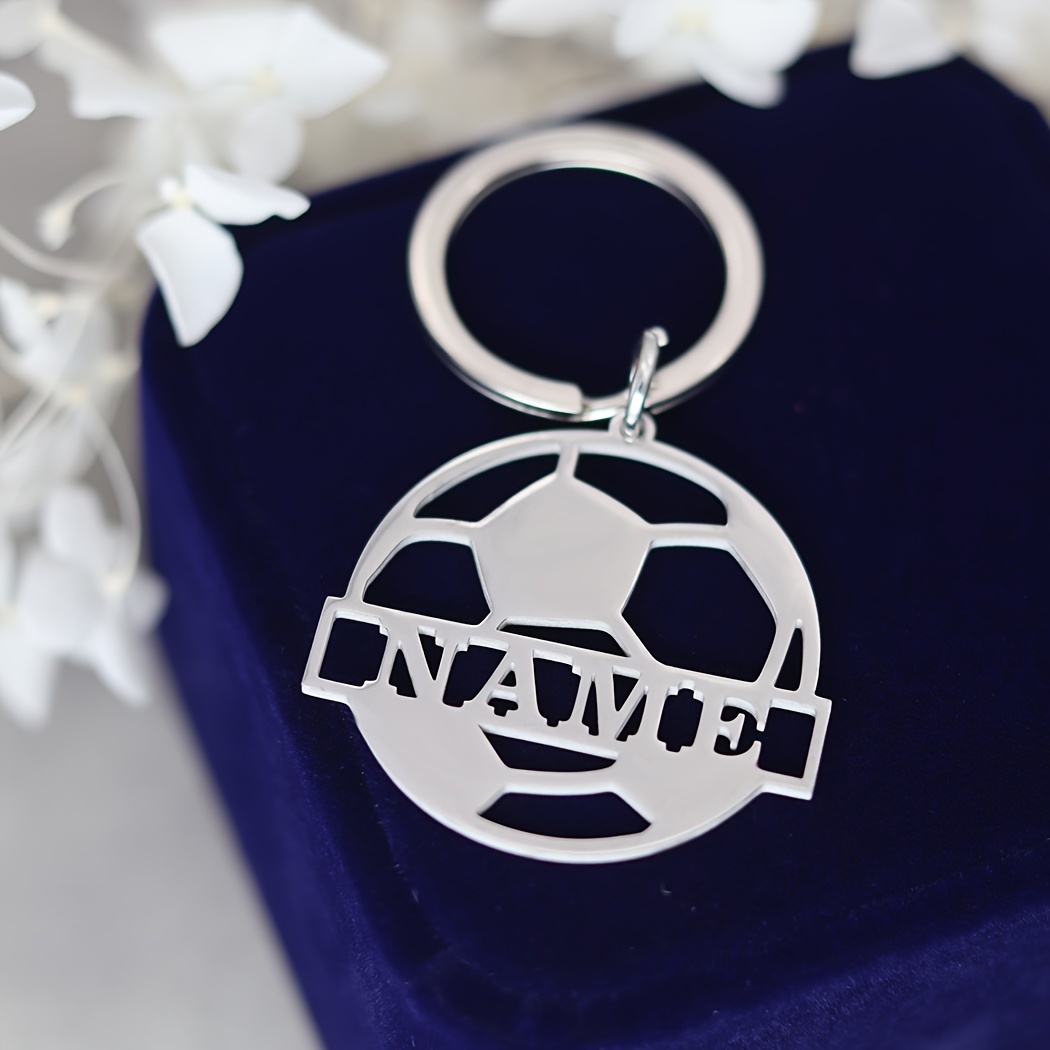 TEMU Custom Chainless 1pc Personalized Soccer Keychain - Custom Name Tag, Stainless Steel, - Ideal Gift For Mother's Day, Valentine's Day, Birthdays,