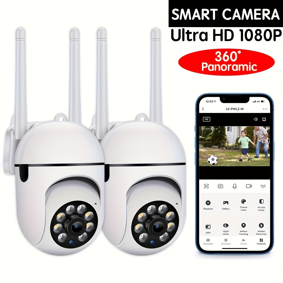 1080p wireless smart ptz camera 2 4g wifi   night vision two way   detection cloud sd card storage   home office pet monitoring not 5g compatible details 3