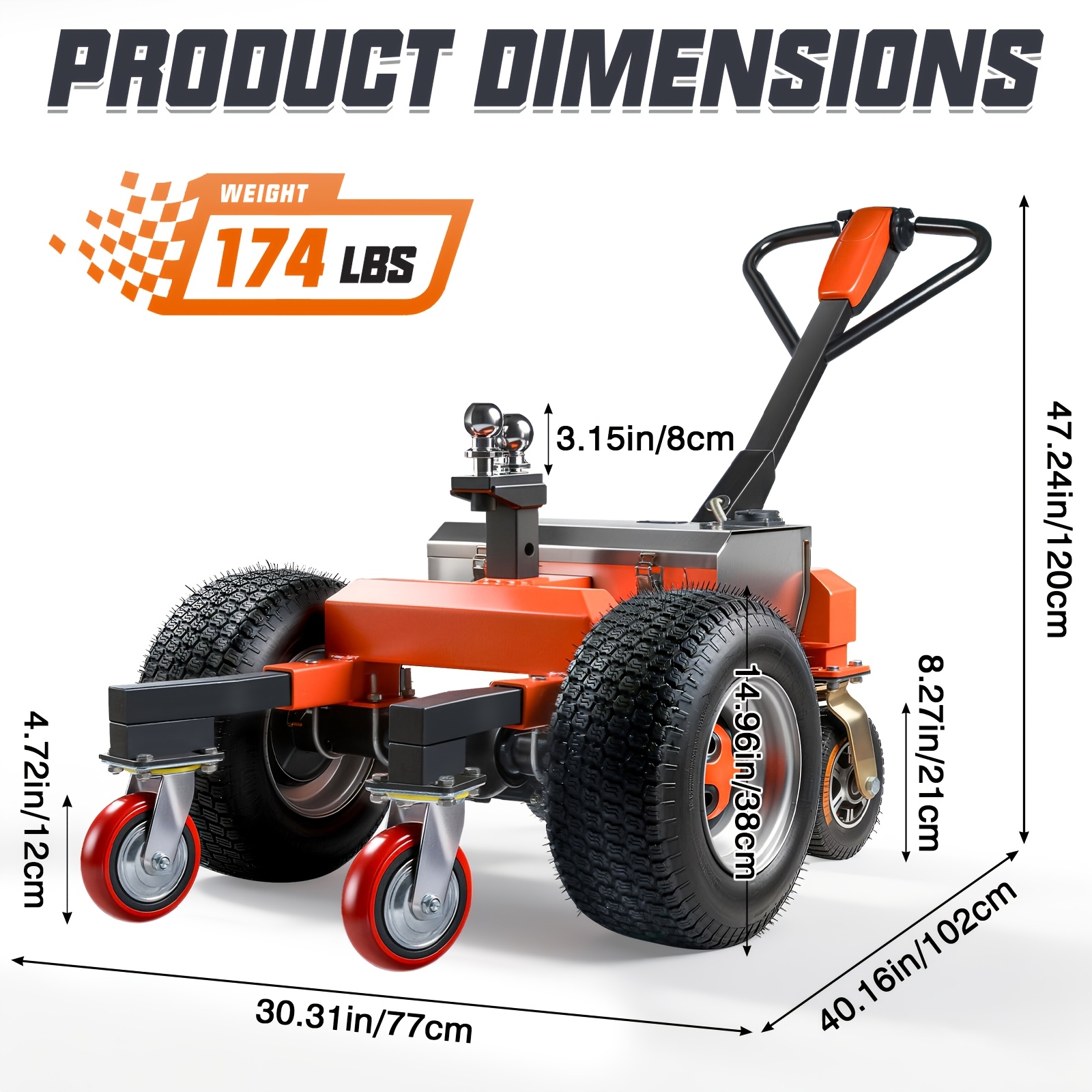 trailer trolley 6 wheels   7500   all terrain wheels adjustable speed reverse drive brake 2 inch 4 inch ball hitch installation suitable for moving rvs car trailers campers Product details 0