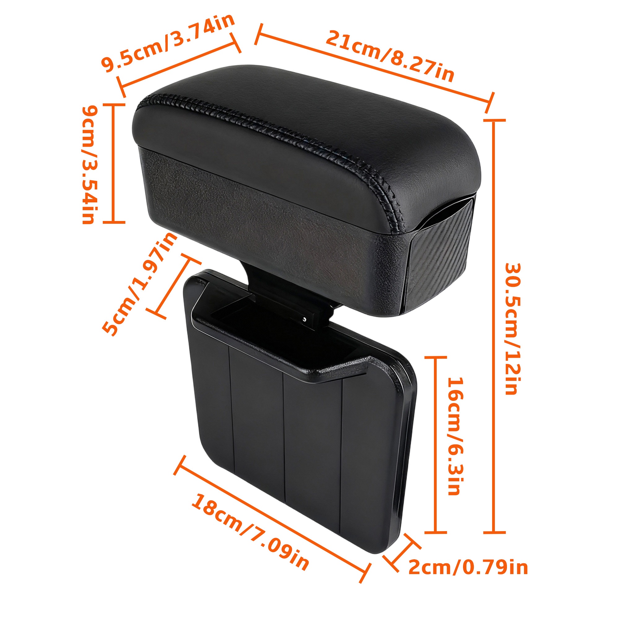 TEMU Ergonomic Adjustable Wrist Support Center Console Organizer Featuring A Universal Car Armrest Storage Box With A Cup Holder, Designed As A