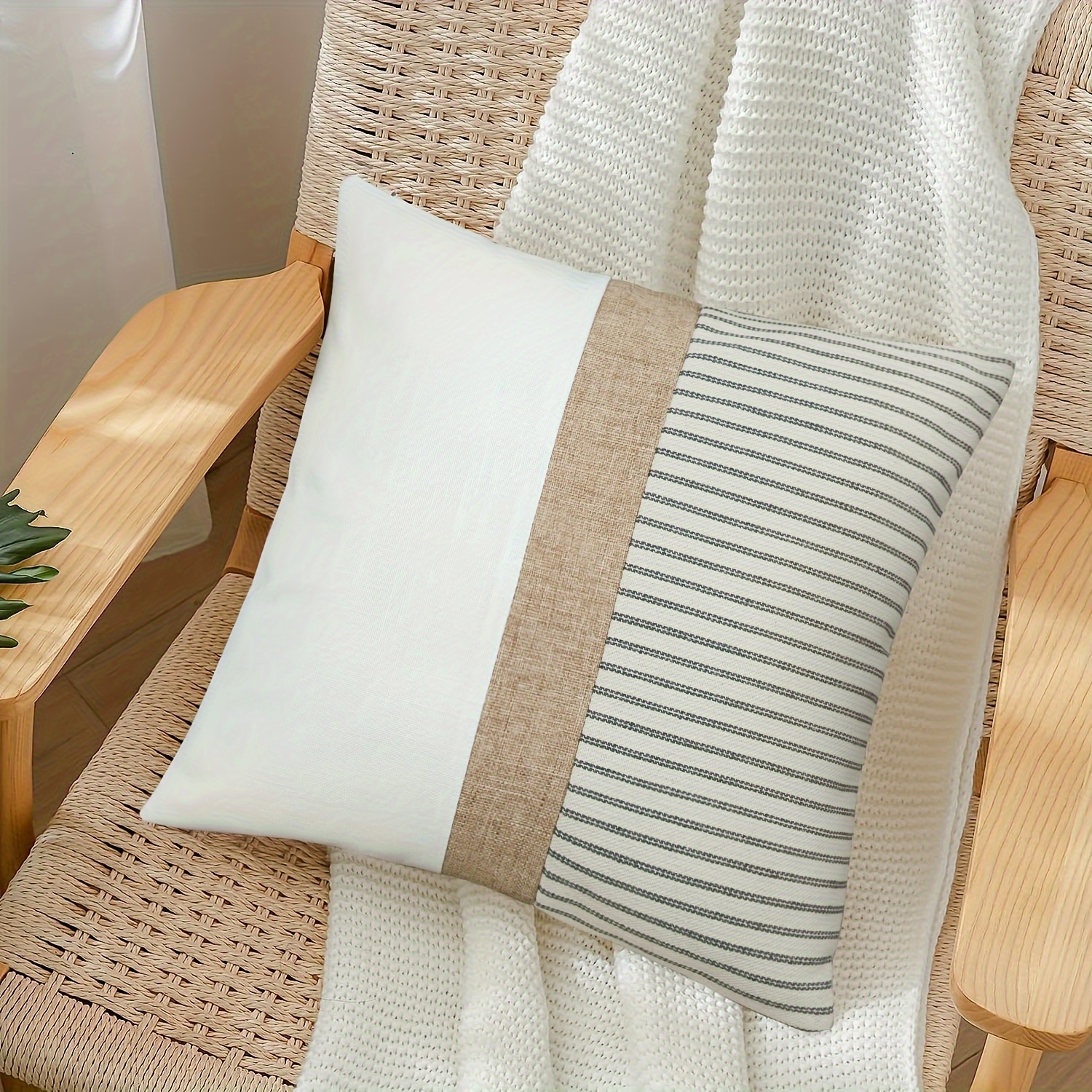 1pc Of A And Gray Striped Cushion Cover, Decorative Sofa Pillow Case For Home And Room (pillow Insert Not Included)