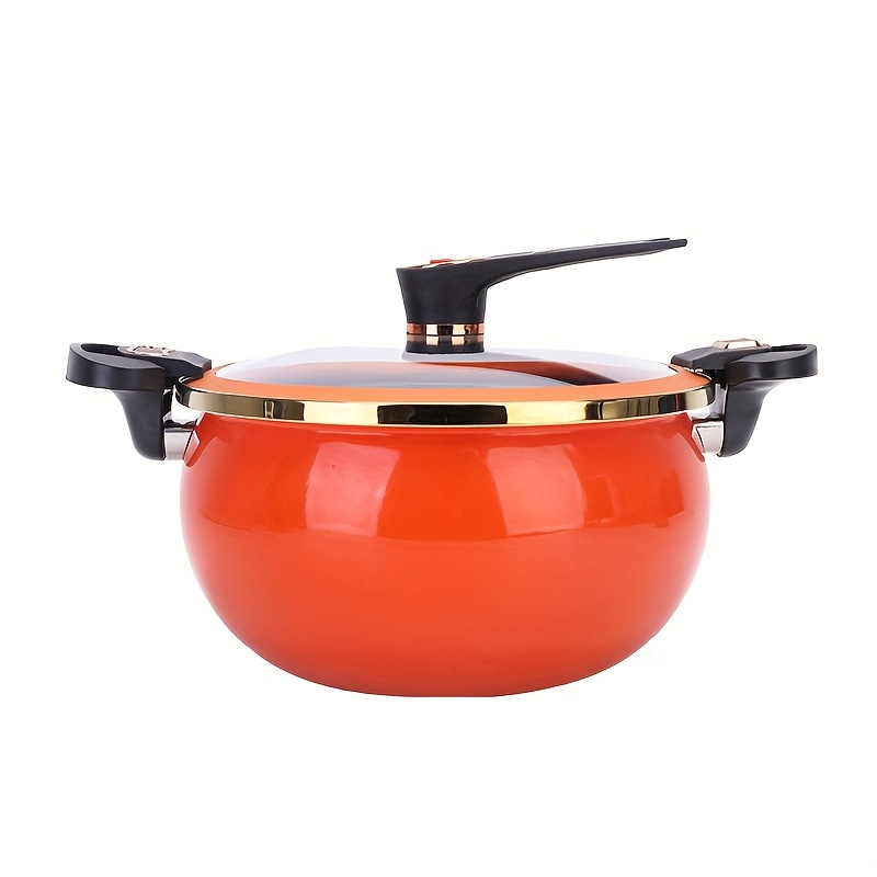 TEMU 7l Ceramic-coated Soup Pot, Large Capacity Pot, With Heat-resistant Handle, Suitable For Use On Gas/induction Cooktops (orange).