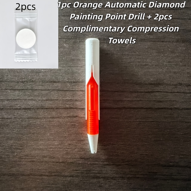 TEMU Juego de 3 piezas que 1 herramienta de bolígrafo automático para pintura de diamantes + 2 toallas comprimidas | necesita bolígrafo tipo crayón |