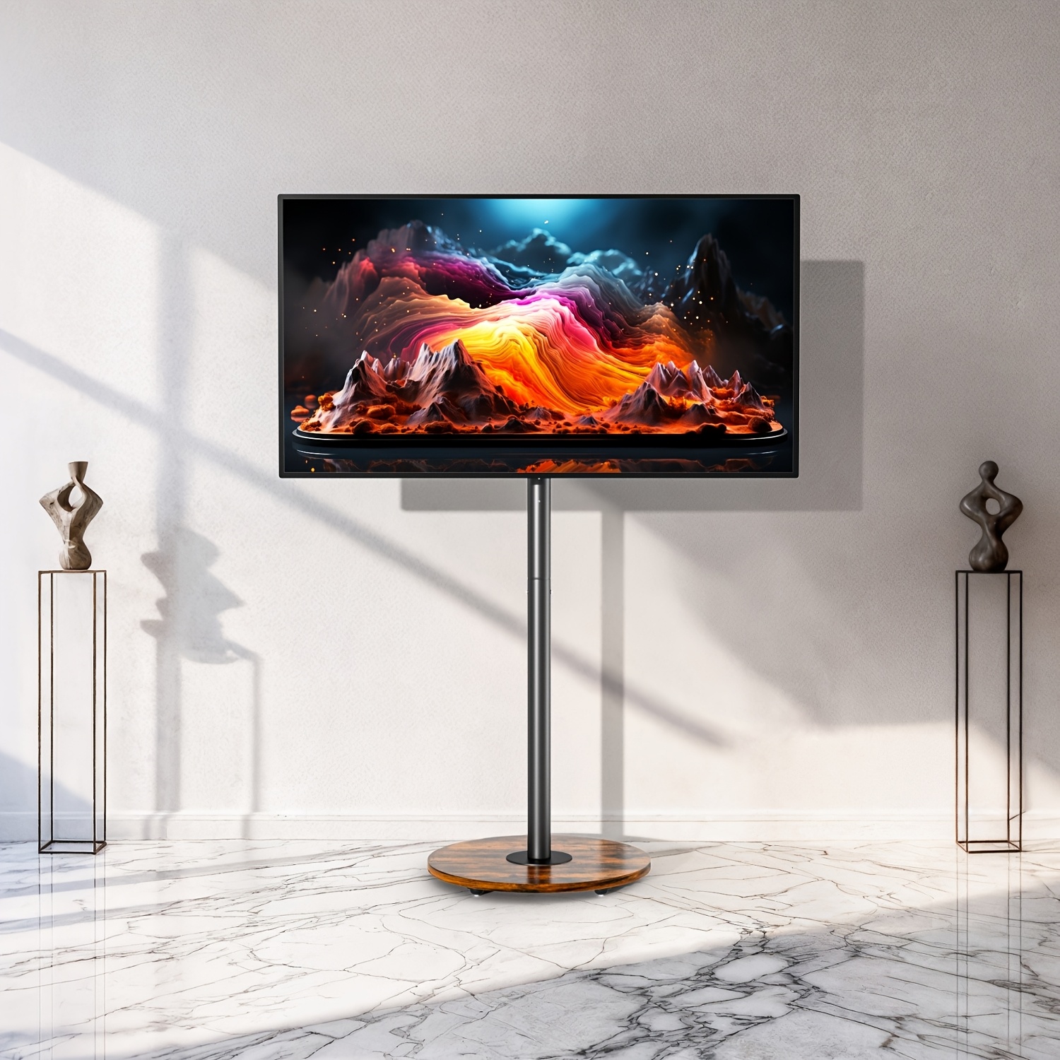 Tall Floor Tv Stand For 32-75 Inch Tv With Wheels Height Adjustable Living Room
