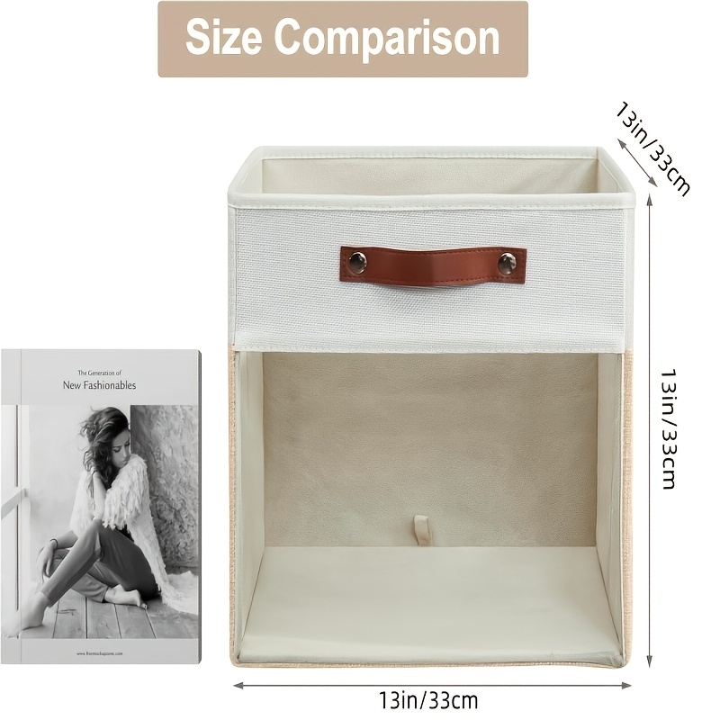 4-Pack Cube Storage Bins with Handles for Clothes Storage