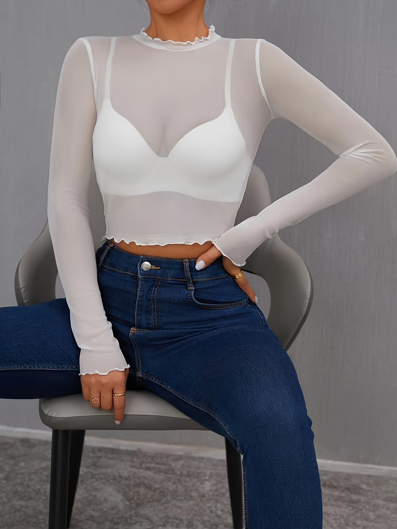 Sheer Mesh Sexy Crop Top Without Bra Short Sleeve Casual - Temu