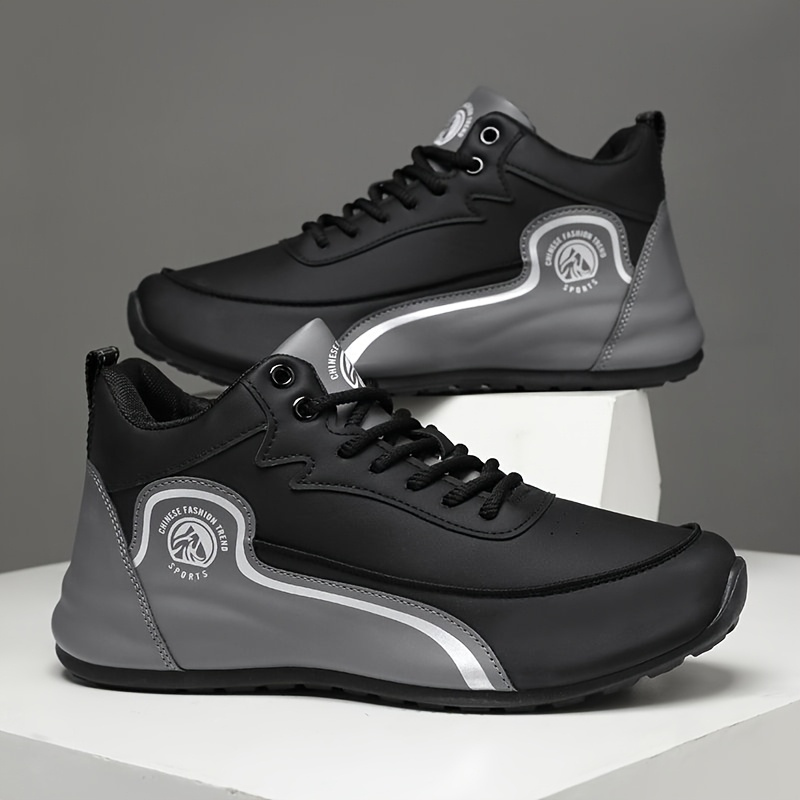 Men's Mid-Top Sneakers Upper & Sole Lace-Up Sneakers - Neutral Suitable for All- Comfortable Walking, Casual Wear, Gym Training, Cushioned Sole for Urban Commuting and Design