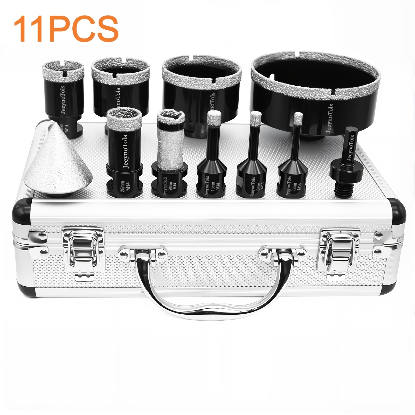 E-shop 10-tlg./11-tlg. Kernbohrer-Set für den täglichen Gebrauch, Bohrer & - Fasenfräser & Bohr-Fräser & Adapter, M14-Gewinde, Lochsägensatz,
