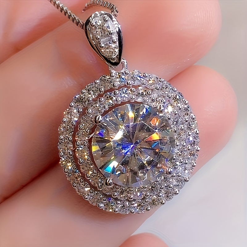 

Fashionable, Delicate, Shiny Round Pendant Necklaces, Trendy Personality Jewelry Accessories, Perfect Jewelry Gifts For Family Members' Birthdays, Christmas, And Holidays