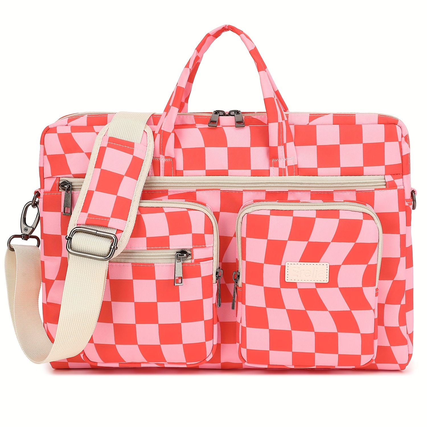 

Vibrant Checkered Laptop Shoulder Bag - Fits 15-15.6 Inch, Tsa-, Nylon Messenger Bag With Multiple Zipper Pockets & Handle For Dell, , Lenovo, Asus Notebooks, Laptop Bag