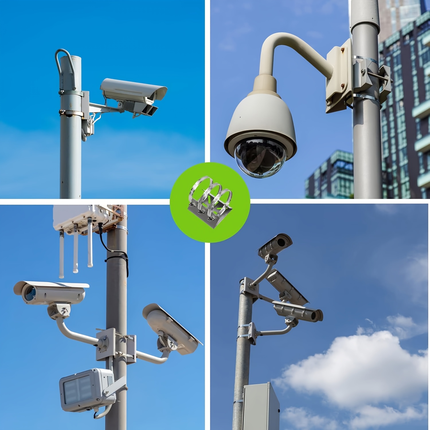 Stainless Steel Wall Mount Bracket for Surveillance Cameras Durable Pole  Mounted Relay Board with Steel Rings, Compatible with O