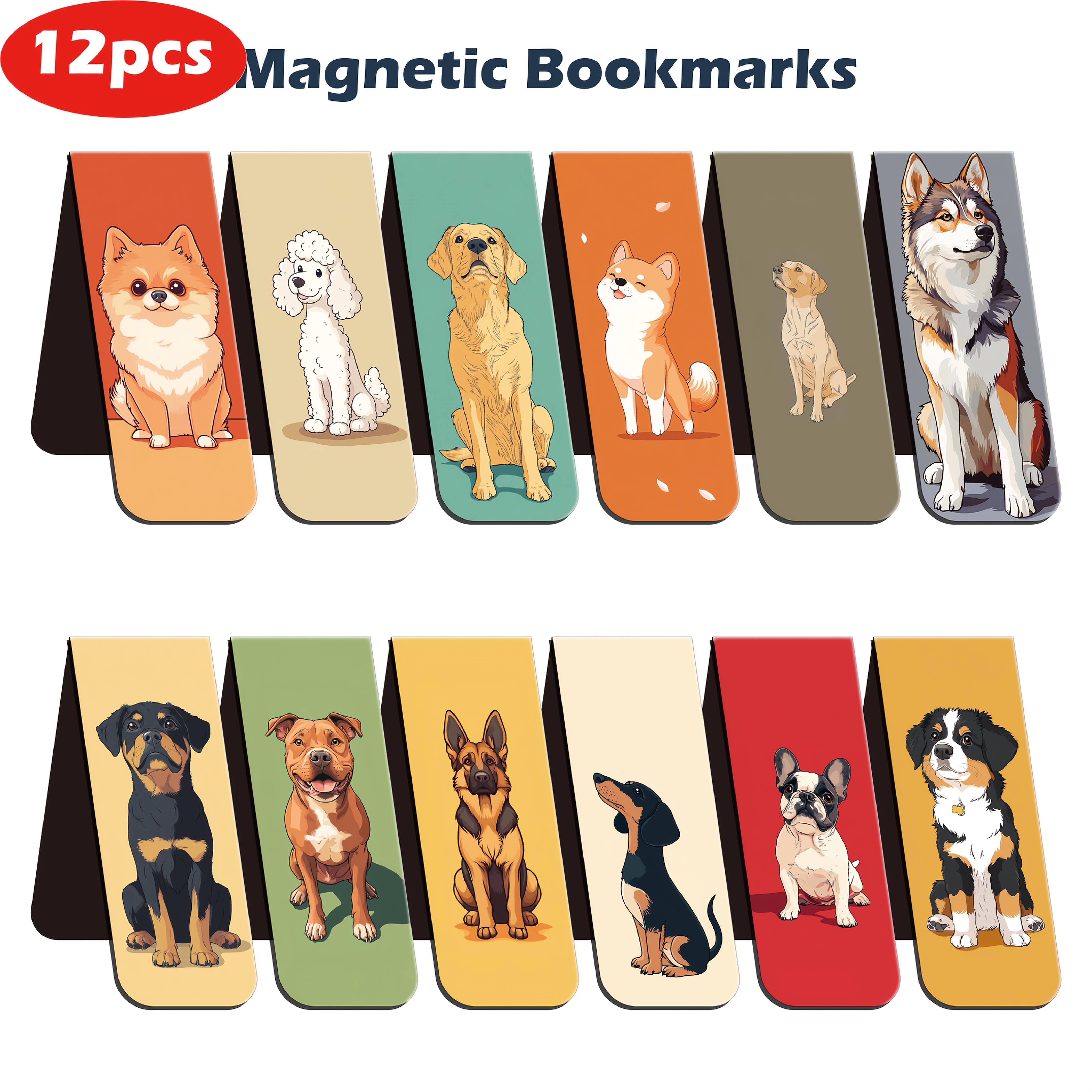 

12pcs Cute Dog-themed Magnetic Bookmarks - , Puppy Page Markers For Readers, Pet Lovers, Teachers & Book Clubs, Party Favors, Reading Enthusiasts, Teacher Supplies