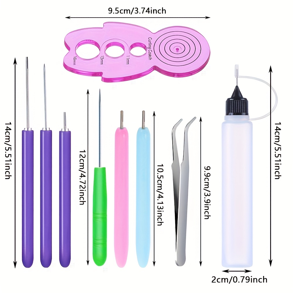 conjunto de ferramentas de quilling de papel com  , 9 peças, kit de tamanhos diferentes, caneta de agulha de quilling para enrolar e encolher, conjunto de ferramentas para projetos de fabricação de cartões de papel