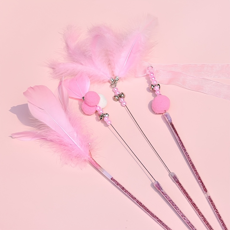 4pcs Cat Toy Set: Self- , With Feather, Self-entertainment Chew-resistant Long Rod Teaser Wand