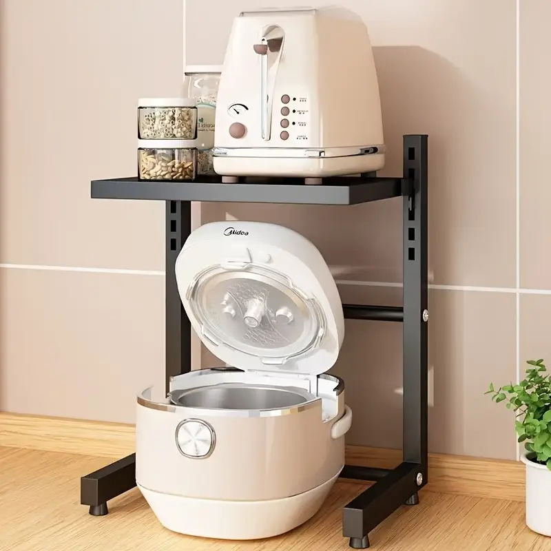 1pc air fryer storage rack metal countertop organizer for kitchen multi functional universal stand for rice cookers and small appliances space saving layered design no metal pipes included kitchen storage solution modern kitchen accessory metal construction air fryer accessories standing shelf Product details 0
