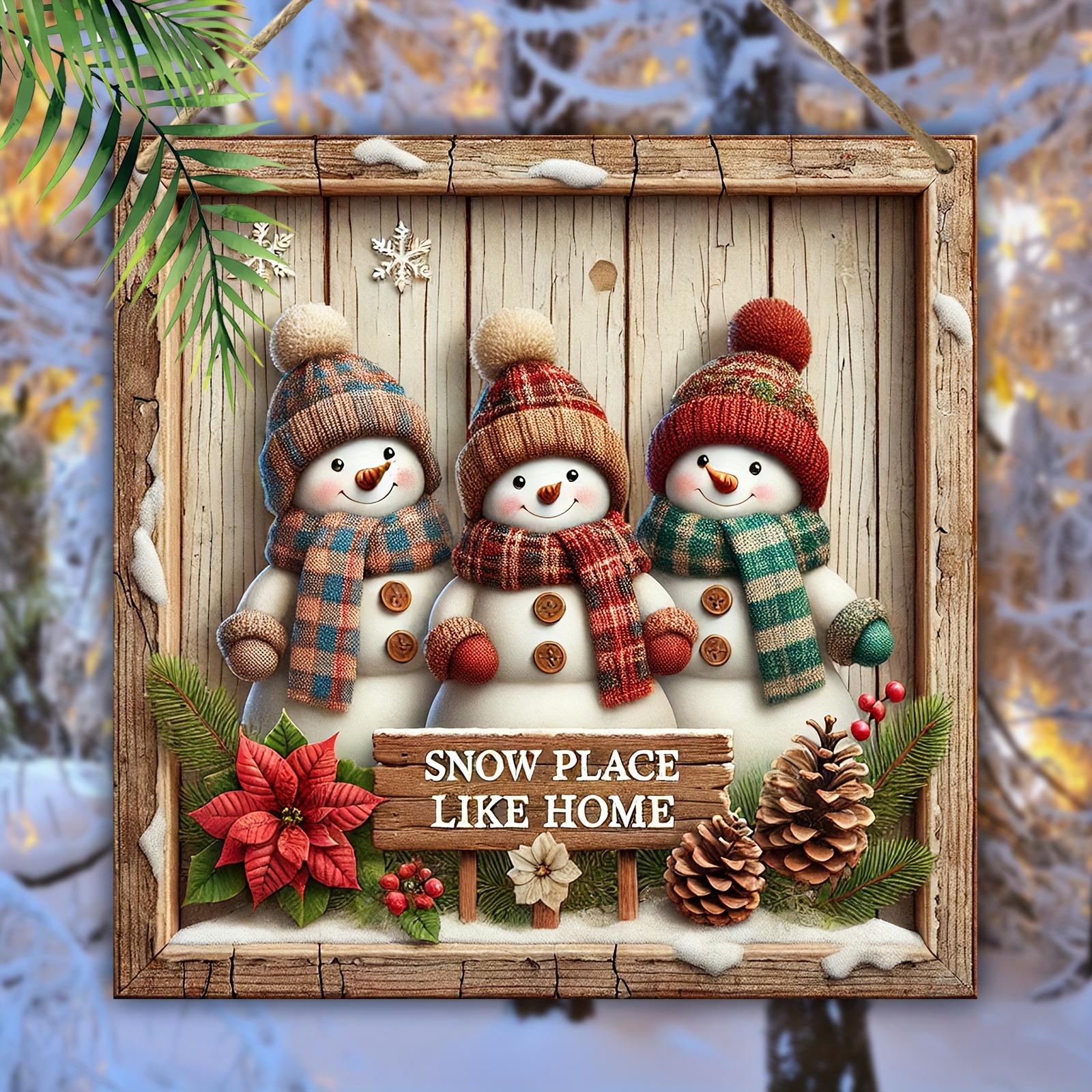 

[top-] Snowman Wooden - 8"x8" Christmas Decor For , , Hallway &