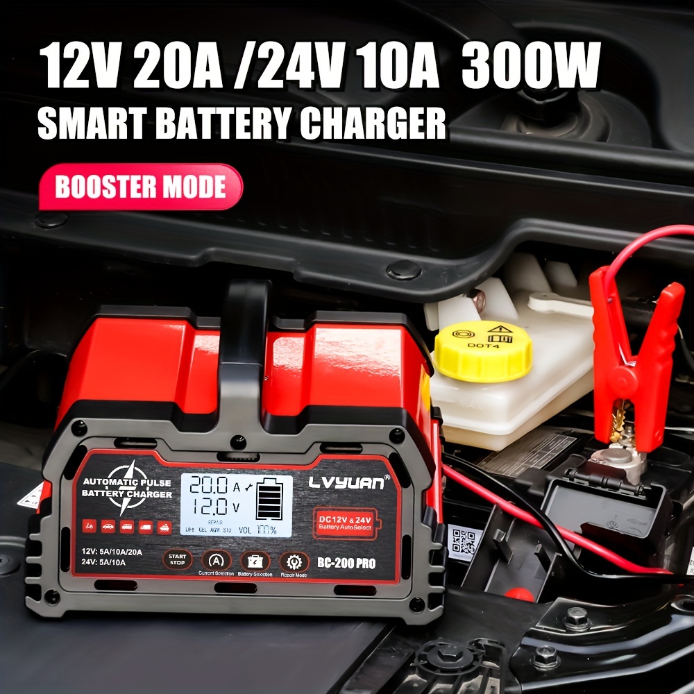 

Lifepo4 Battery Charger, 12v 24v Fully Automatic Car Battery Charger, 20 Amp Batetry Charger Automotive, 12 Volt 24 Volt Battery Charger, Smart Charger, Agm Deep Charger Us Plug