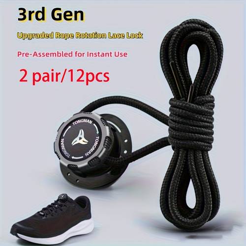 12-teiliges set, 2 paar schnürsenkellose drehverschlüsse, leicht und , schnelle spannungsanpassung, vormontiert, ideal für outdoor-sport und freizeit, geschenk zum muttertag, vatertag und abschlusszeit