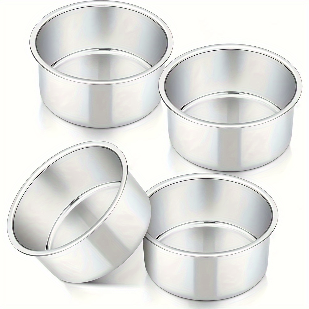 TEMU 4-piece Set Of Non-stick 4-inch Cake Pans - Aluminum Material, No Electricity Required