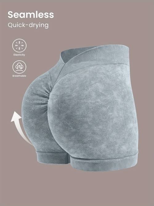 womens high stretch lifting shorts high waisted casual shorts with a frosted effect