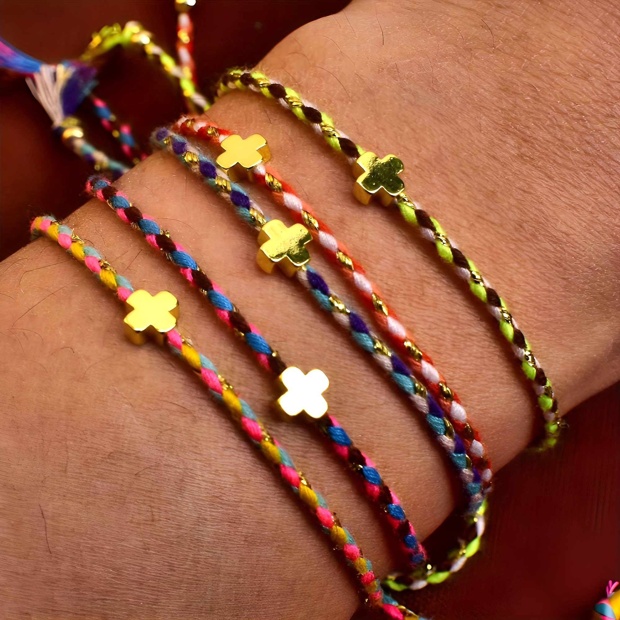 5pcs Summer Dopamine Lady Cross Elements Bracelet Set
