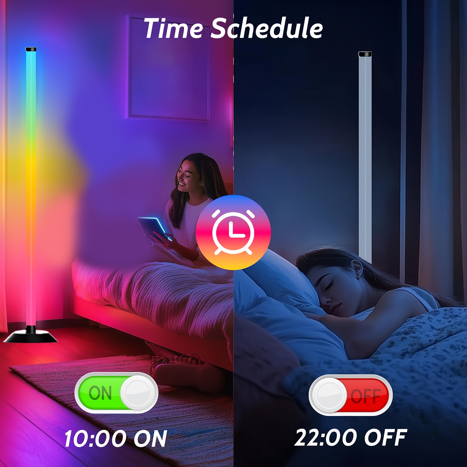 NBBUFF USB Light Bar Featuring App And Remote Control, RGBICW Corner Floor Lamp, Programmable Modern LED Light, Music Synchronization, 16 Million Colors - Suitable for Bedroom, Office, Birthday Celebrations, Halloween, And Christmas Decorations