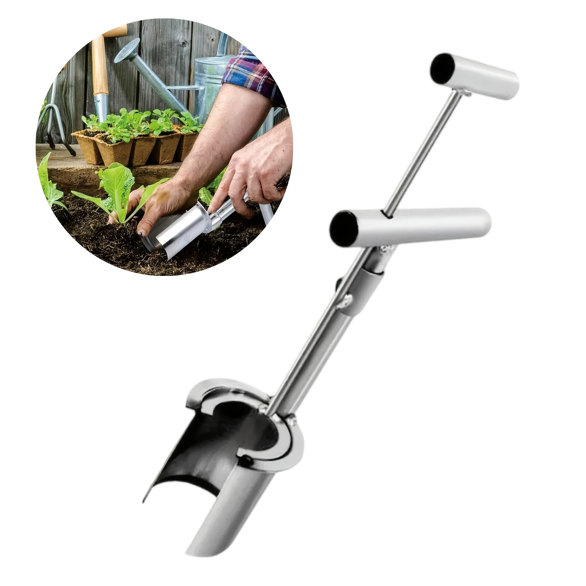 

1pc Galvanized Metal Handheld Planting Tool, Garden For Vegetable Seedling Transfer, Ideal For Chili, Eggplant, Corn, Cabbage - Gardening Accessory